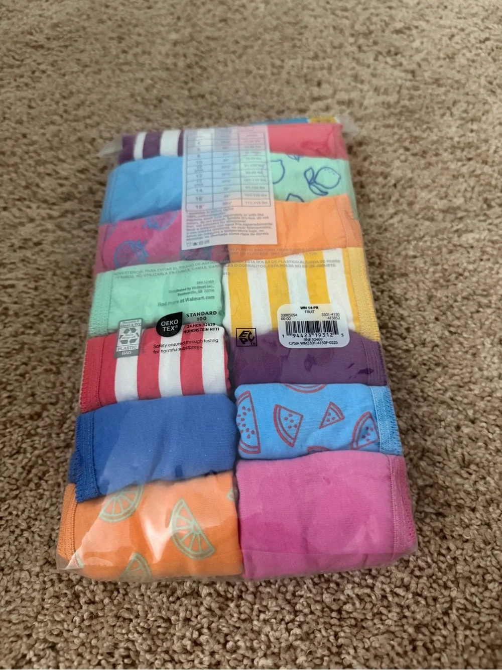 Wonder Nation Girls' Hipster Underwear Value Pack (14-Pack, Size 12)